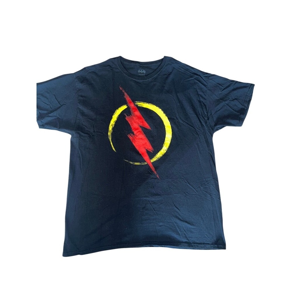 DC Comics The Flash Graphic T-Shirt Mens XL Black Red Yellow Lightning Bolt Logo